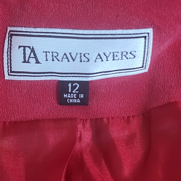 Travis Ayers Red Silk Blazer Women's Size 12 - Picture 6 of 9